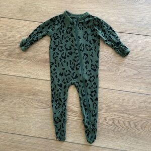 Kyte Baby Dark Green Leopard Zipper Footie
